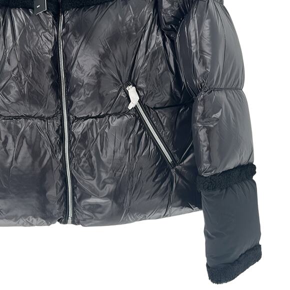 Mackage MIYA lustrous light down jacket with shearling trim MEDIUM - Picture 4 of 14